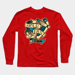 Hold fast, anchor and heart with banner, traditional tattoo style Long Sleeve T-Shirt